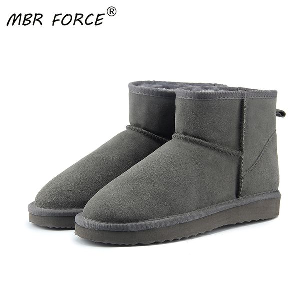 

mbr force genuine leather australia classic 100% wool snow boots women boots warm winter shoes for women us 3-13 lj201130, Black