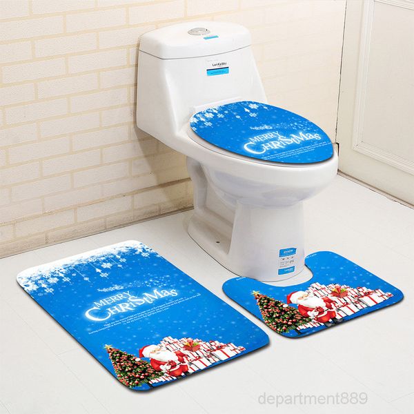

45*75cm christmas decoration 3pcs rug bathroom set anti-skid floor absorbent lid toilet cover bath mats