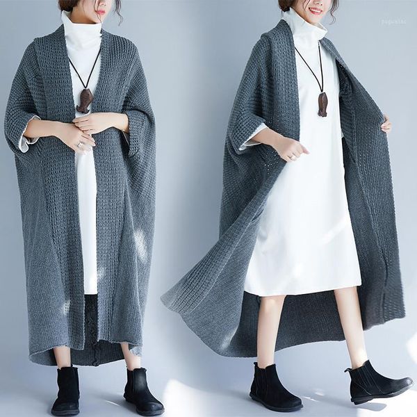 

plus size 4xl 5xl women sweater cardigan 2020 new spring autumn batwing sleeve thick knitting female long casual outerwear1, White