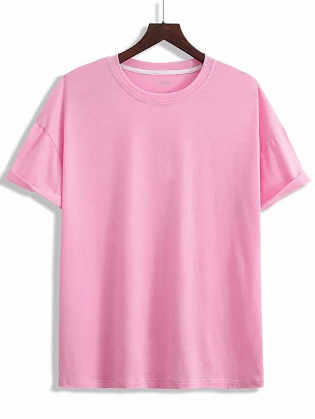 

men solid drop shoulder tee t802#, White;black