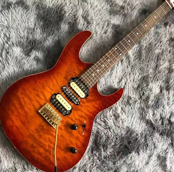 

suh electric guitar body mahogany quilted maple wood gold hardware tremolo bridge