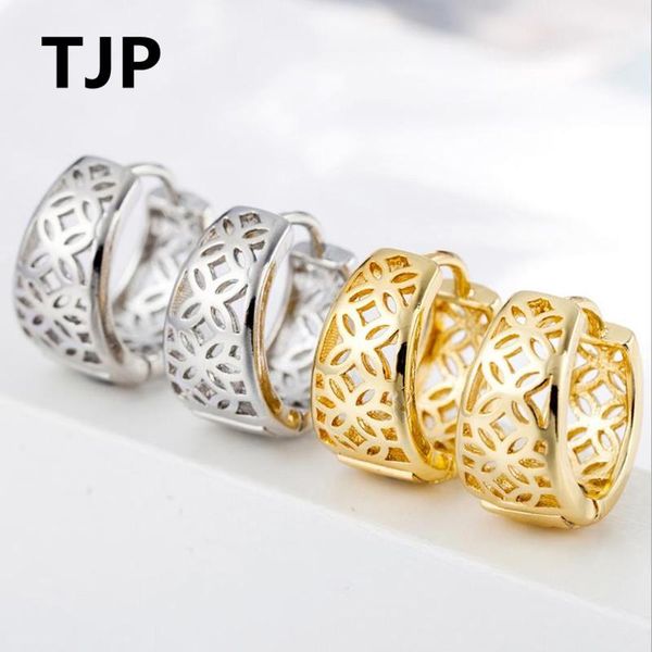 

tjp 2021 new arrival gold women hoop earrings jewelry 925 sterling silver lady girl engagement party accessories summer hot, Golden;silver