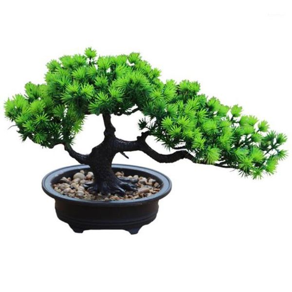 

artificial bonsai tree fake green plant simulation pine trees office desk decor1