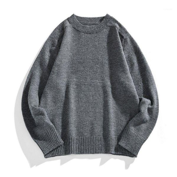 

winter sweater men's warm fashion solid color knitted pullover men streetwear loose long-sleeved o-neck sweaters mens -2xl1, White;black