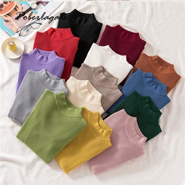 

winter autumn turtleneck sweater women skinny elastic knitted soft pullover sweaters female 2021 korean fashion knit pullovers, White;black