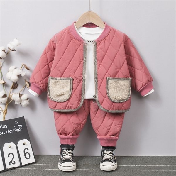 

newborn baby clothes 2020 autumn winter baby boys clothes cardigan+pants outfit suit infant clothing for baby girls set 0-2 year lj201023, White