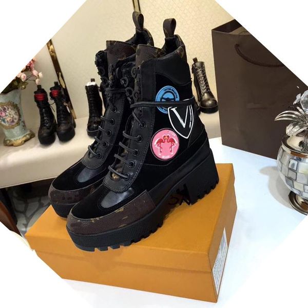 

fashion women winter boot with leather and heavy soles leisure lady martin boots and ankle boots fashion platform desert boots 5cm, Black