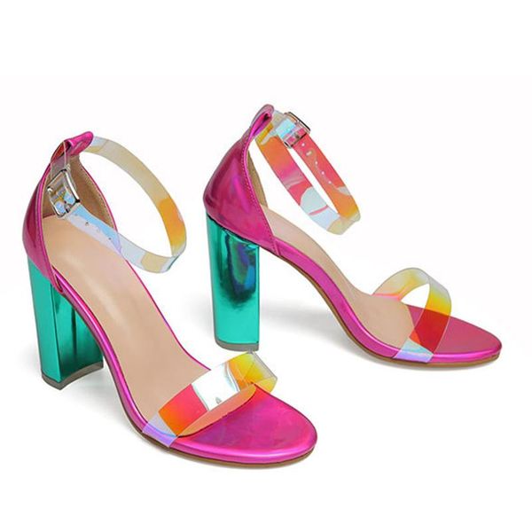 

sandals women high heel party wedding shoes plus size design summer square heels crystal brand, Black