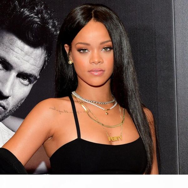 

beautiful rihanna straight full lace wigs middle part lace front wig natural black wigs 100% human hair wigs bella hair, Black;brown