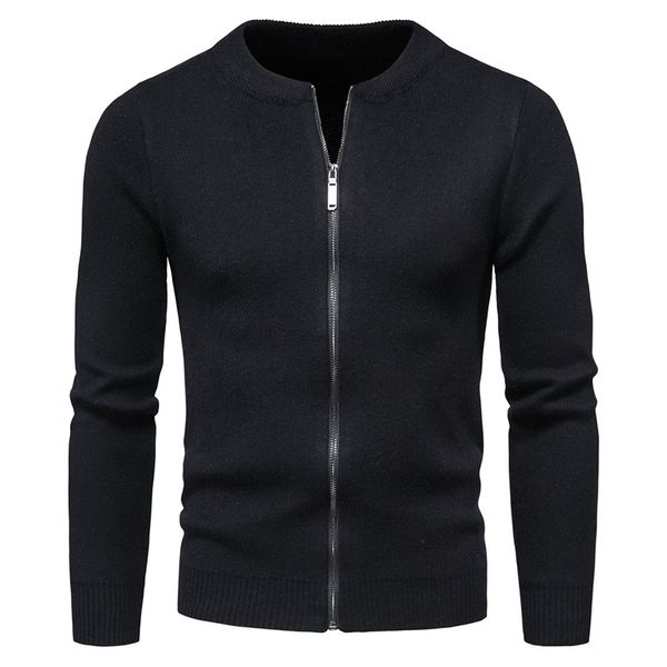 

new autumn men cardigan sweater fashion o-neck knitted sweater men zipper sweatercoat black men's knitwear blusas masculinas