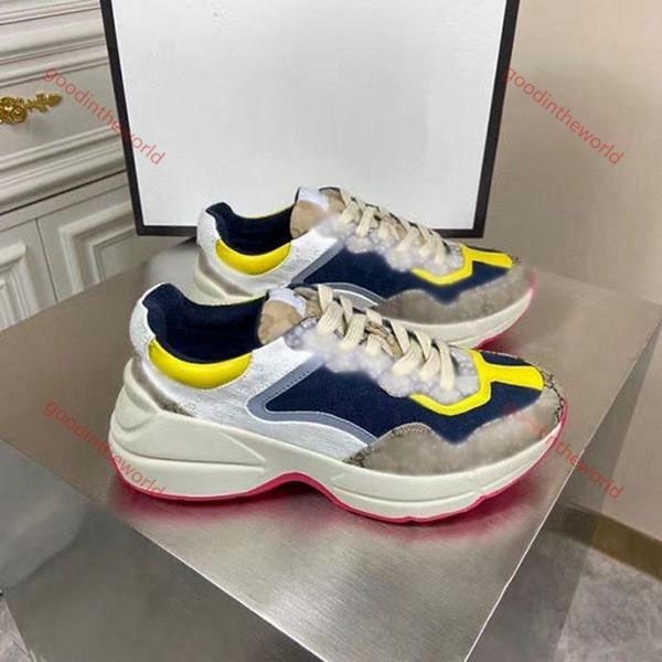 

2020 men casual shoes dad sneaker paris fashion luxe design shoes women platform letters patchwork sport web print 35-45, Black