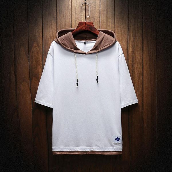 

men's sweatshirt casual brown khaki white grey hip hop street wear sweatshirts skateboard hoodie short sleeves blouse 2019, Black