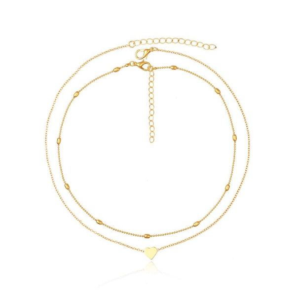 

krasivaya metal gold color double chain chockers necklace for women, Silver