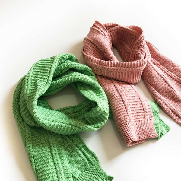 

autumn knitting fashion multicolor w16 winter 2020 children's new simple girl's pure color wool scarf, Red;brown