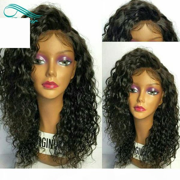 

bythair water wave wig full lace wigs brazilian virgin hair lace front human hair wigs with baby hair natural pre-plucked knots, Black;brown