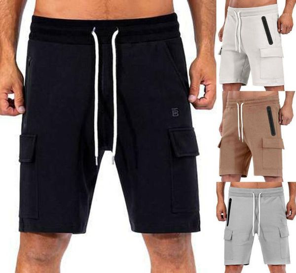 

2020 fashion men's jogging running sports shorts breathable gym combat cargo1, White;black