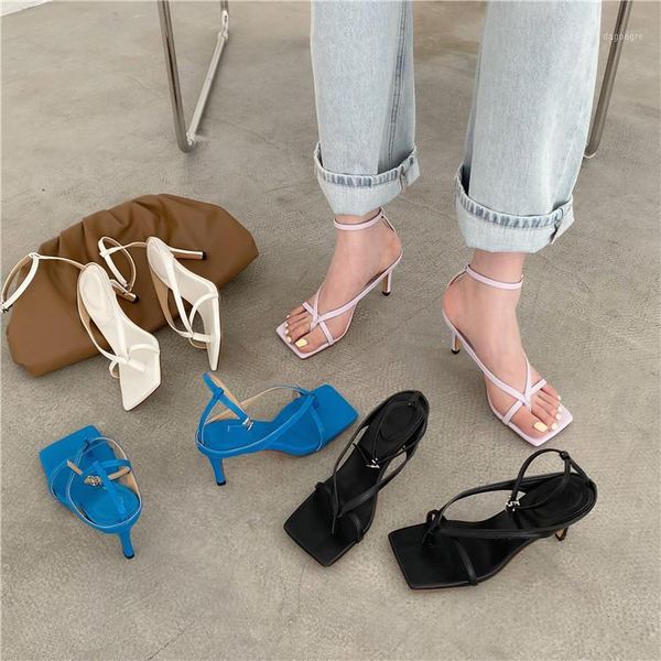 

flip flops platform female sandal flat sandals med mid-calf strap square toe high heels fashion womens shoes 2020 all-match and1, Black