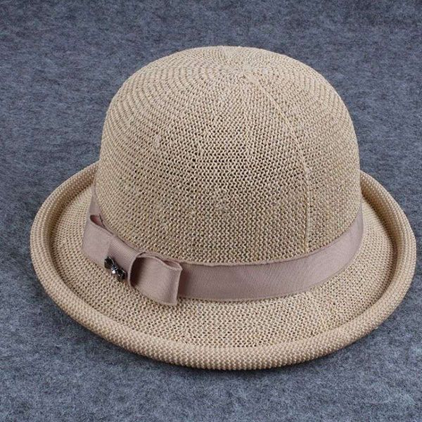

spring and summer children's korean fashion roll knitted straw breathable sunshade mother sun hat