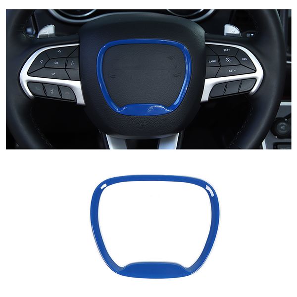 

blue steering wheel trim ring decal sticker cover for dodge challenger /charger 2015 up auto interior accessories