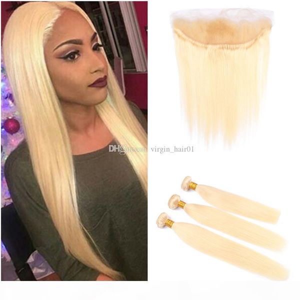 

613# brazilian straight human hair bundles blonde virgin hair weave bundles with lace frontal closure 613# blonde human hair extensions, Black;brown