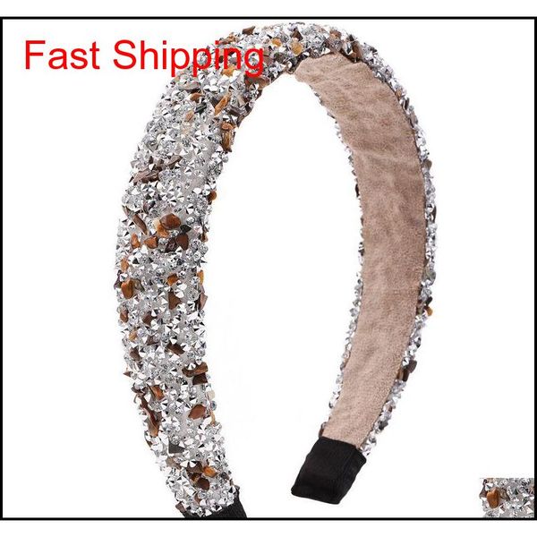 

retro hair hoop natural healing crystal stone headband sponge leopard print woman fashion hair band acces jllnkh otsweet, Silver