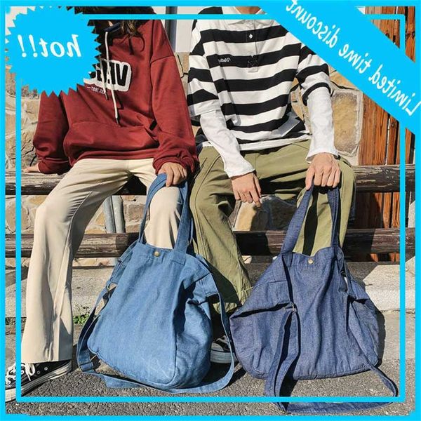 

canvas korean version denim leisure large capacity one shoulder messenger bag