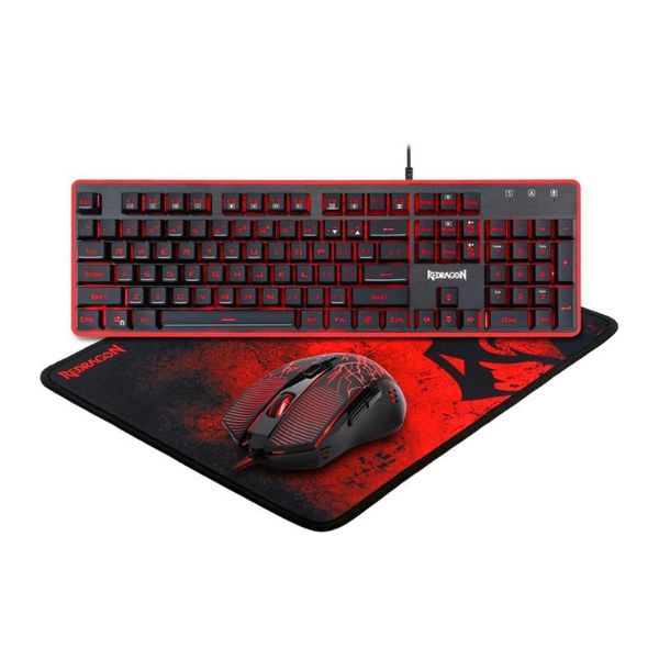 

keyboard mouse combos redragon s107 gaming combo large pad mechanical feel rgb backlit 3200 dpi for windows pc gamer