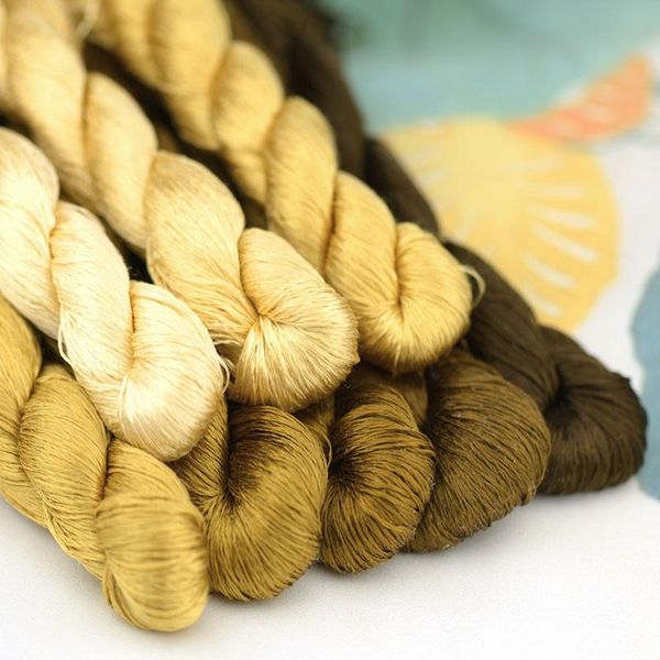 

yarn 1pcs/400m silk embroidery thread / 100% /hand embroider cross stitch/mustard yellow/8 pure colors, Black;white