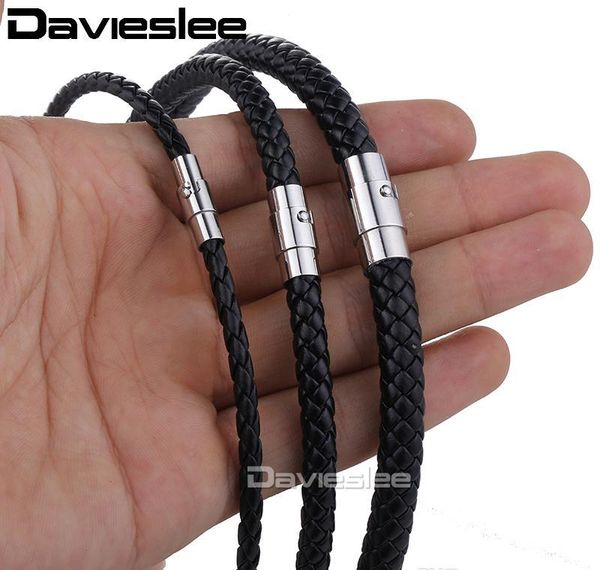 

веревка davieslee женщины ожерелья ювелирные изделия ожерелье choker мужские для choker мужчины оптовая коричневая кожа черный 4/6/8 мм sqcm, Black