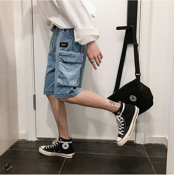 

2021 the new new classic breeches in multi-pocket fashion set denim high-quality black male shorts xxl jz7k, Blue