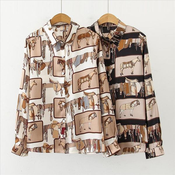 

2020 spring women blouses vintage streetwear casual loose stretchy elastic shirts turn down collar long sleeve shirt, White