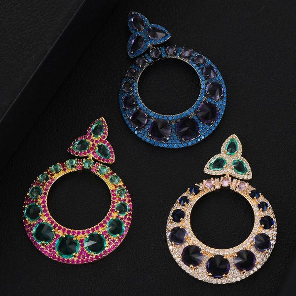 

dangle & chandelier godki luxury round earrings for women wedding cubic zirconia cz brazil bridal earring jewelry accessories 2021, Silver