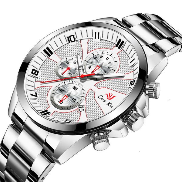 

men's watch 2021 red new net fashion multifunctional waterproof men's quartz watch, Slivery;brown