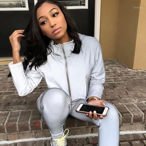 

reflective jacket women night glowing hooded jacket coat short long sleeve zipper female outwear glowing women1, Black;brown