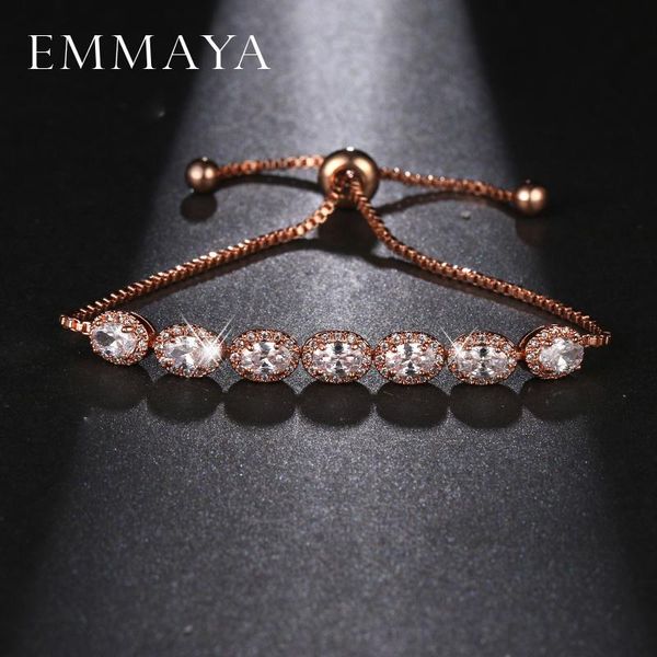 

emmaya trendy oval shape womens girls friendship chain cz crystal bead beaded link rose gold color bracelet, Black
