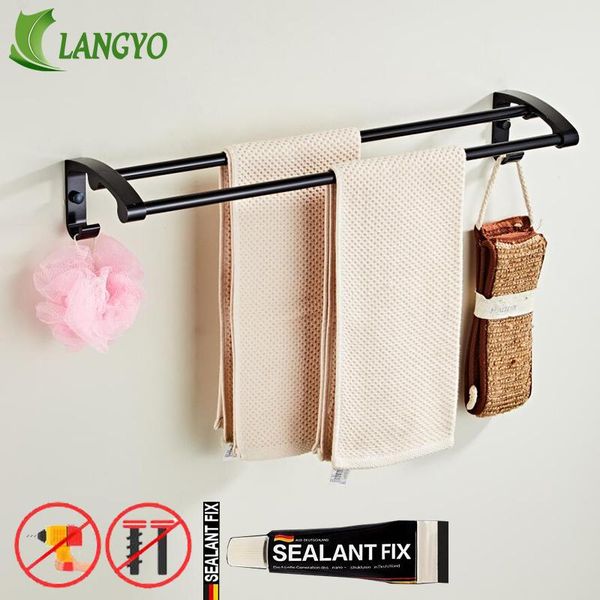 

black color 55cm double towel bar towel holder made chrome finish bathroom hardware bathroom accessories wmtepw