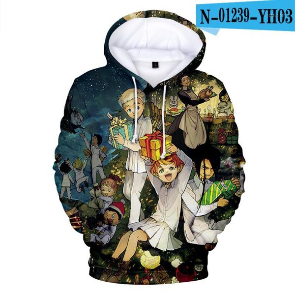 

digital eller leuke kid hoody de beloofde neverland hoodies mannen/vrouwen cosplay comfortabele truien kleding print1, Black