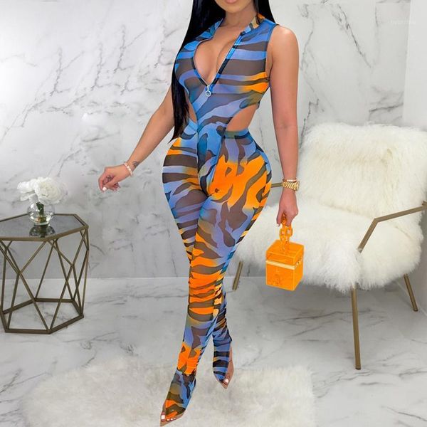 

see through rompers bodysuit & high waist pants set skinny summer women 2 piece set1, Gray