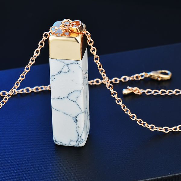 

npkds new fashion creative imitation marble beckant ожерелье текстура натуральный камень куб персонализированные ретро кулон день рождения п, Silver