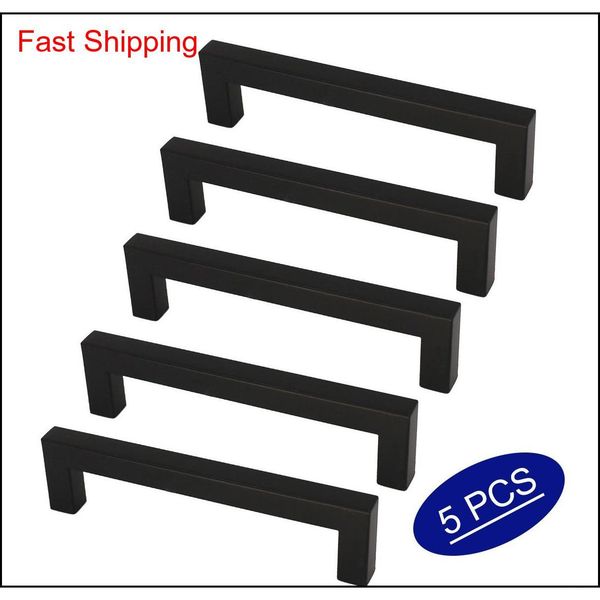 

5 pieces matte black cabinet handles 5 inch (128mm) hole spacing drawer knobs square bar cupboard door pull qyleam bde_luck