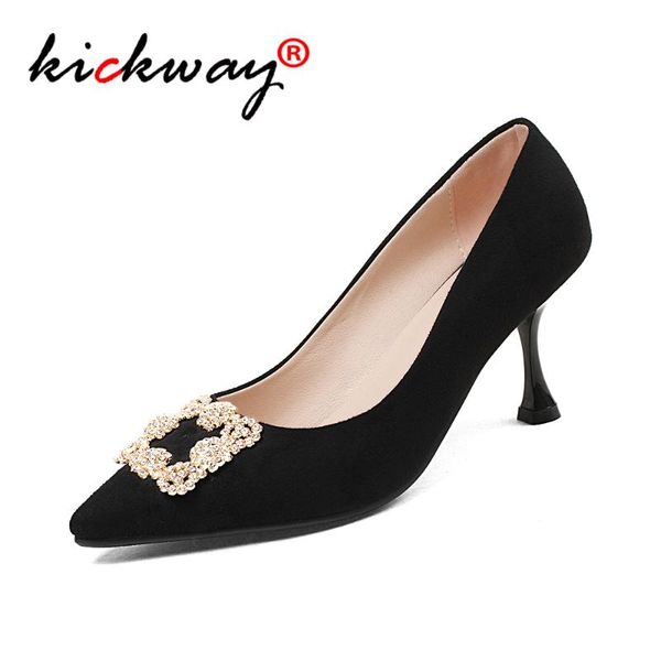 

fashion ladies high heels female zapatos mujer square crystals pointed toe pumps women rhinestone shoes woman party shoes 34-44, Black