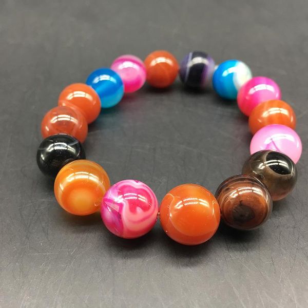 

4mm 6mm 8mm 10mm natural stone beads bracelet women multi color rainbow pink blue yellow red beaded stretch bracelets bangles, Black