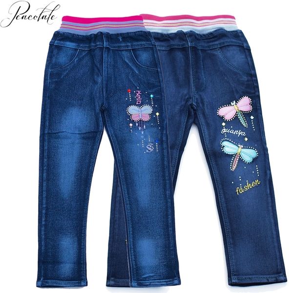 

4-8years spring autumn little girls jeans denim pants trousers y200409, Blue