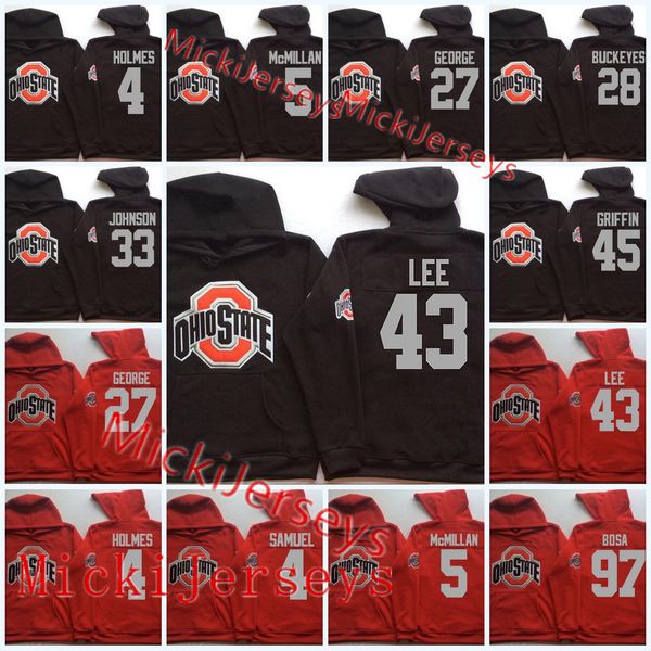 

mens custom ohio state buckeyes baseball hoodie 21 dustin jourdan 13 marty karow 27 fred taylor 37 griffan smith ohio state buckeyes hoodie, Black