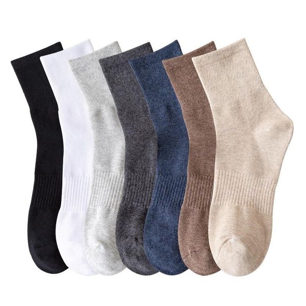 

breathable business warm tube socks new warm rubber string men socks soft anklet mid-calf cotton sock 7 colors high quality, Black