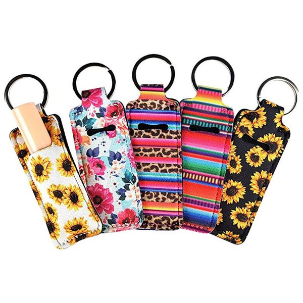 

factory marble chapstick 20 color style print handy lip balm keychains neoprene lipstick holder keychain pouch