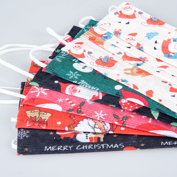 

disposable masks for xmas 3 christmas layers nonwoven face anti-dust mouth cover mask fy0111protective0fm2