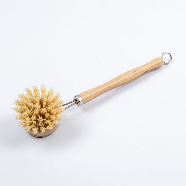 

natural wooden long handle pan pot brush dish bowl washing cleaning brush & replacement brush heads household kitchen cleani 114 j2