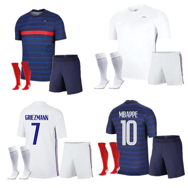 

2 stars france soccer jersey mbappe griezmann kante pogba maillot de foot euro 20-21 men kits set football shirts uniform, Black