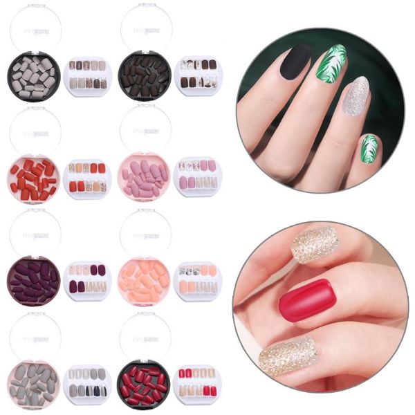

30pcs/set long coffin false nails with design fashion rainbow ballerina press on nail art tips colorful beauty artificial nails, Red;gold